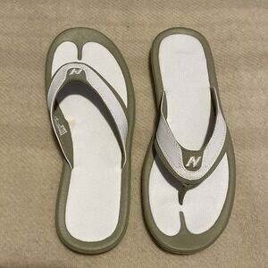 Vintage‎ Leather New Balance Flip Flip Slides Sz 9 White Tan Sdw151wk